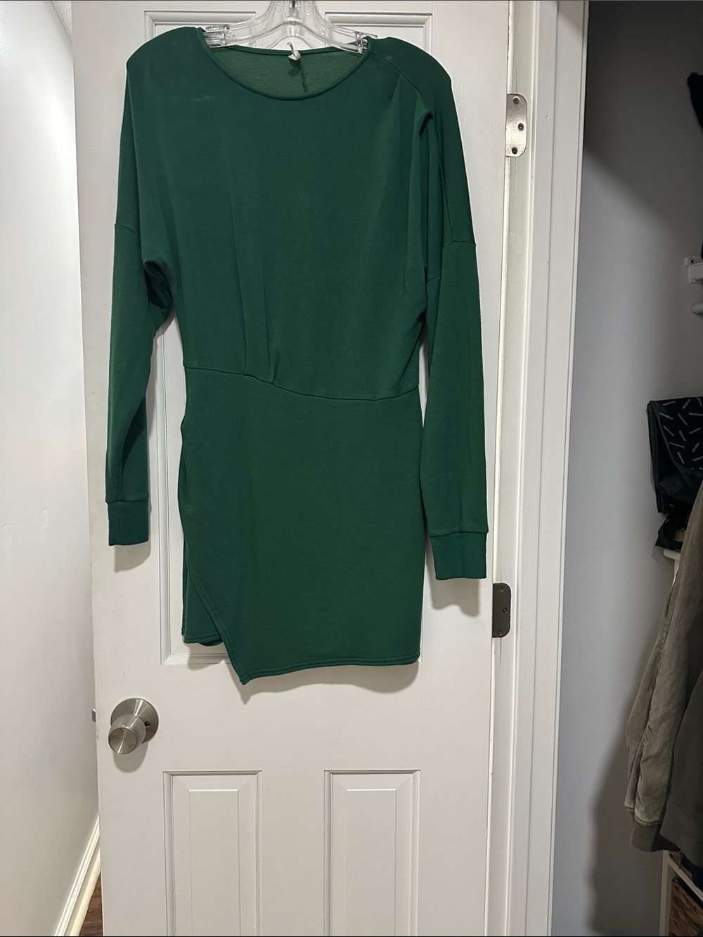 Forest Green Long Sleeve Crewneck Sweater Dress